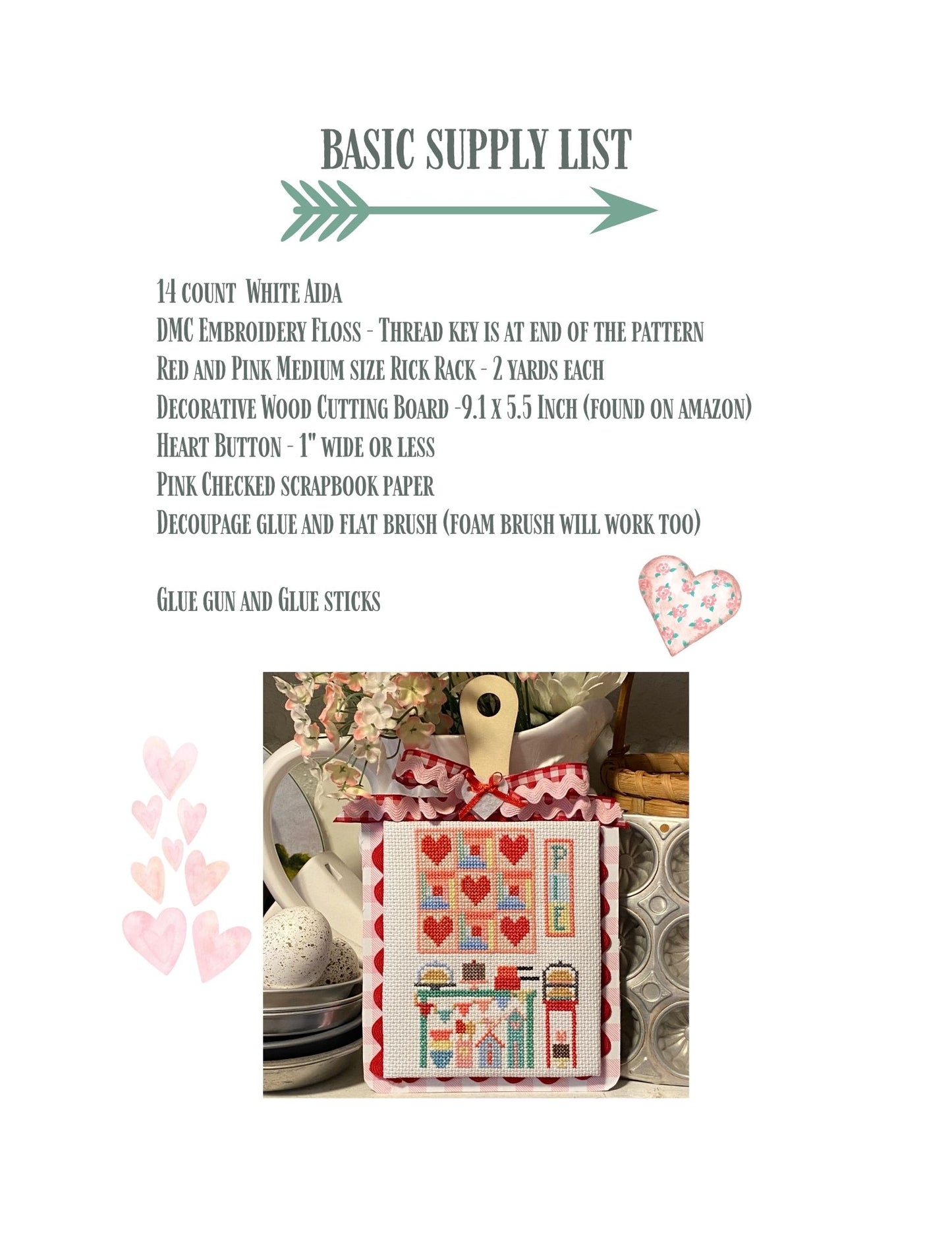 Cross Stitch Pattern - Quilts at Home Collection - Hearts Quilts and Baking PDF download